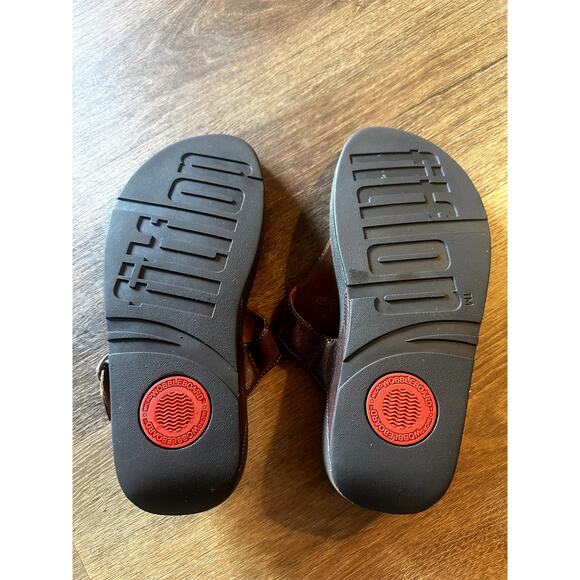 FitFlop Lulu Leather Toe-Post Sandals in Bronze Women's Size 8 - Picture 7 of 16